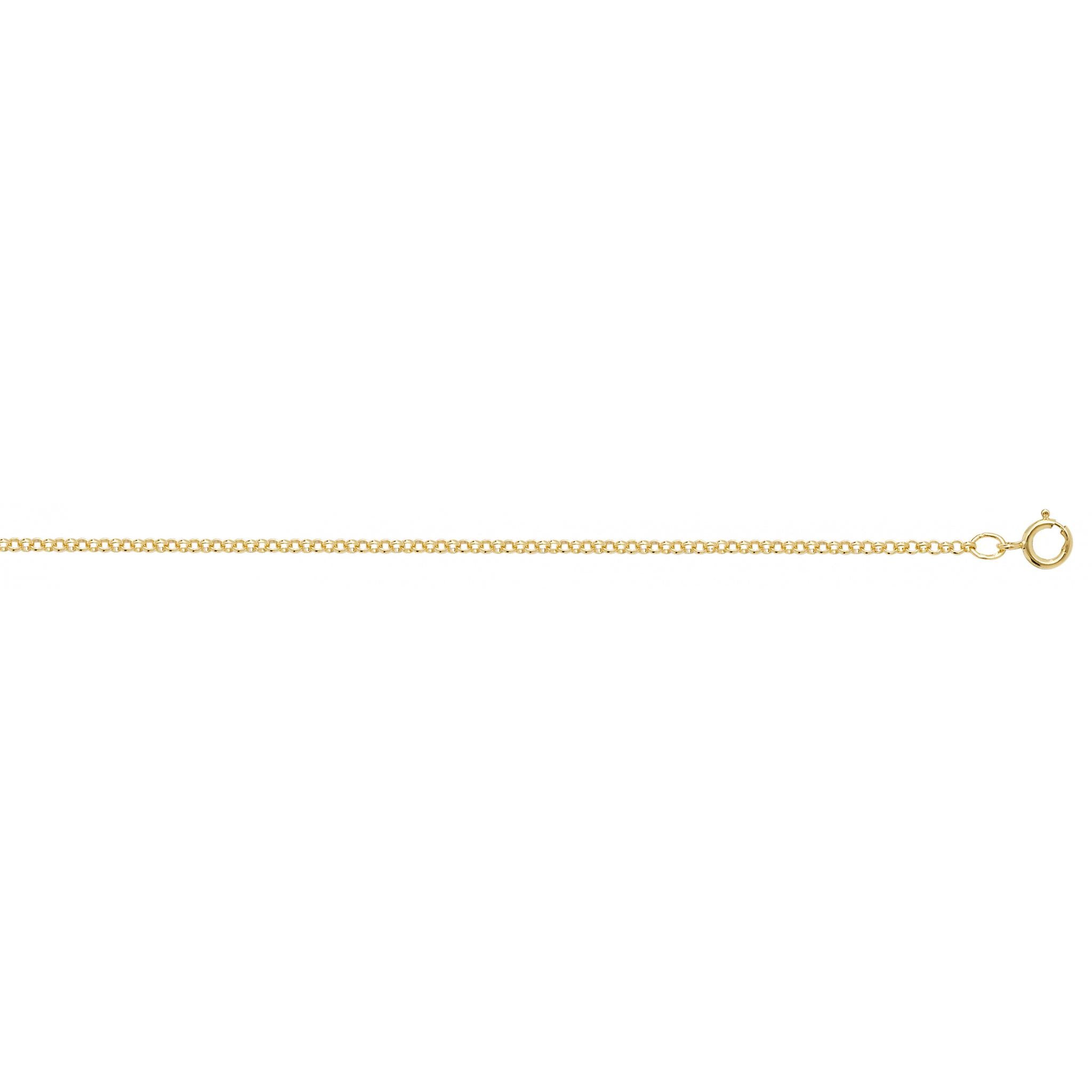 The 9CT YELLOW GOLD BELCHER CHAIN 20 INCH features a simple link design and spring ring clasp, shown on a white background.