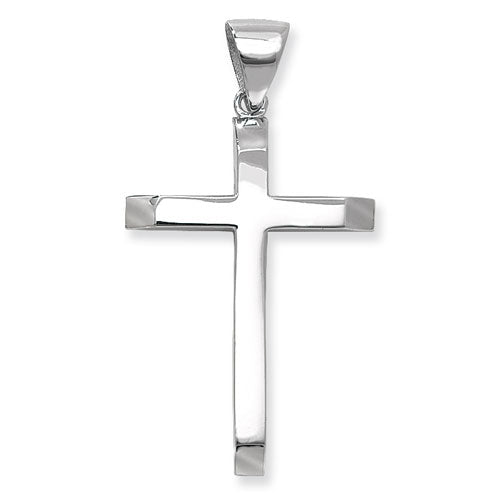 The Sterling Silver 925 PLAIN SOLID CROSS Pendant features a polished rectangular design with a loop at the top for easy attachment to a chain.