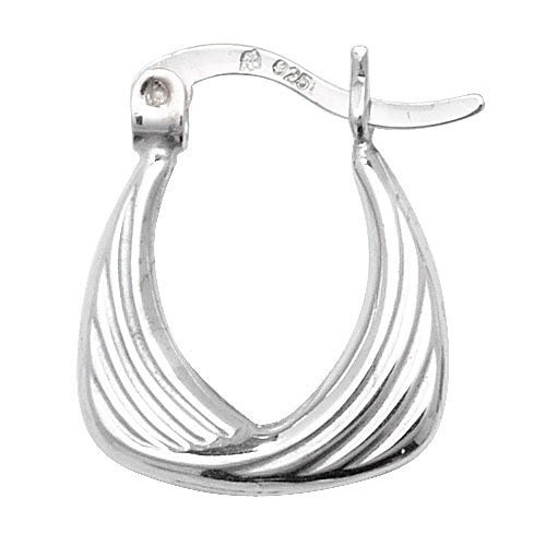STERLING SILVER BABY HANDBAG CREOLE EARRINGS featuring a wave-like groove and latch fastening, perfect for those seeking stylish 16mm x 13mm accessories.