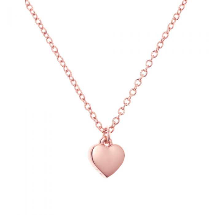 The Ted Baker Hara Rose Gold Finish Tiny Heart Pendant Necklace (TBJ1145-24-03) features a delicate heart-shaped pendant on an adjustable chain, shown against a plain white background.