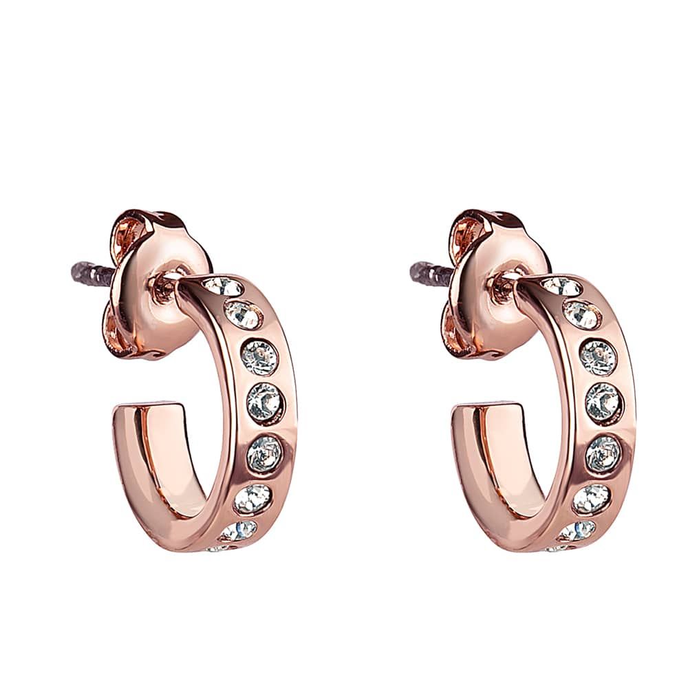 Ted Baker Seeni Rose Gold Finish Huggie Earrings TBJ2297-24-02 feature clear round Swarovski Crystals set along the front.